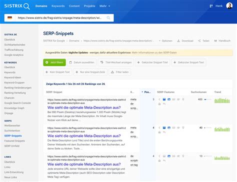sistrix snippet|SERP SNIPPET OPTIMIERUNG mit dem SISTRIX SNIPPET .